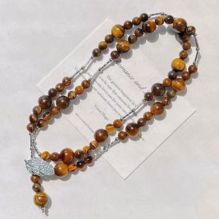 [N1126] Vòng Cổ, Dây Chuyền Mix Đá Mắt Hổ Tự Nhiên Dài 90cm Sang Trọng - DAISYN