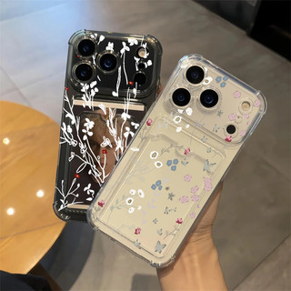 Ốp Lưng Cho Samsung Galaxy A07 A12 A13 A23 A24 A25 A04 A05 A05S A06 A33 Ốp Lưng Đựng Thẻ Khe Cắm Túi Đựng Thẻ Ảnh Ví Hoa Dễ Thương Trong Suốt Chống Sốc TPU Silicone