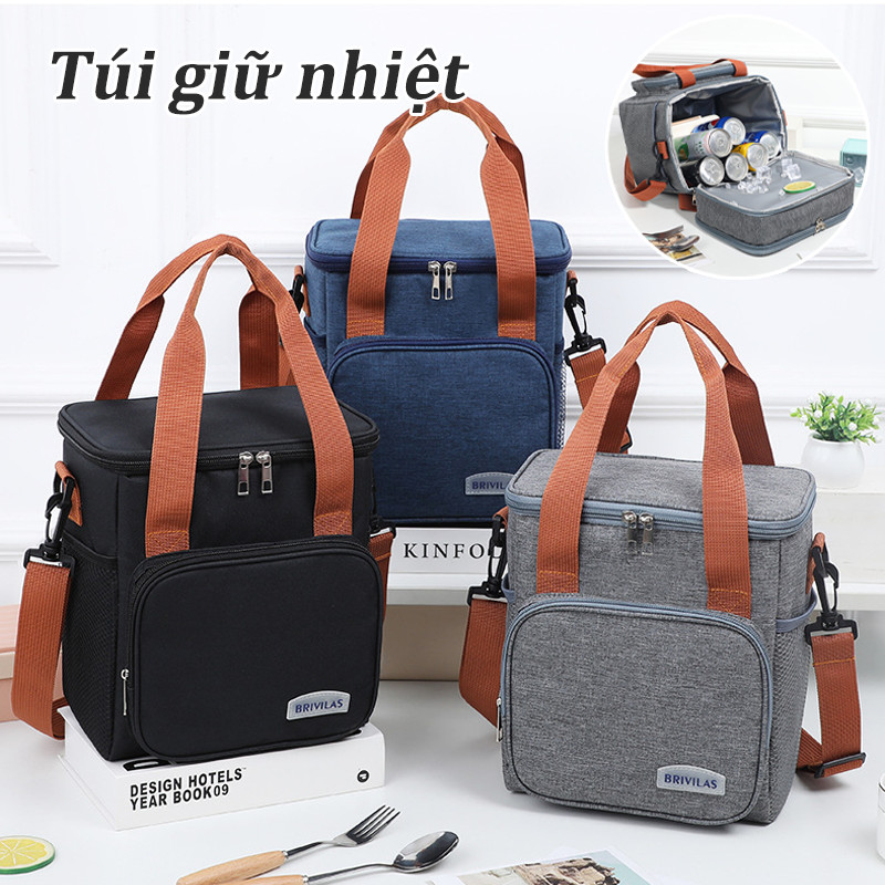 Túi đựng hộp cơm trưa giữ nhiệt, dung tích lớn, Túi giữ nhiệt Dày và cao hơn, chống thấm nước, tiện dụng đi du lịch