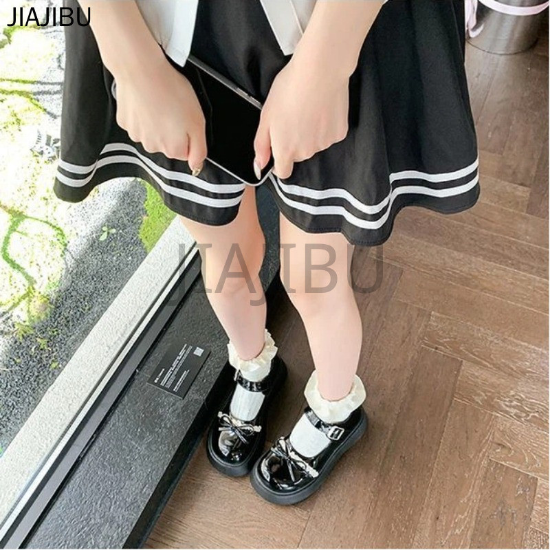 Giày Công Chúa Lolita Đế Mềm Kiểu Dáng Công Chúa JK Nhật Bản Cổ Điển Có Nơ Cho Bé Gái Korean Fashion Non-slip Round Toe Cosplay Platform Mary Jane Doll Shoes Giày Bệt Thường Ngày Chất Lượng Cao Màu Be/đen Phong Cách Đại Học Anh Dành Cho Nữ