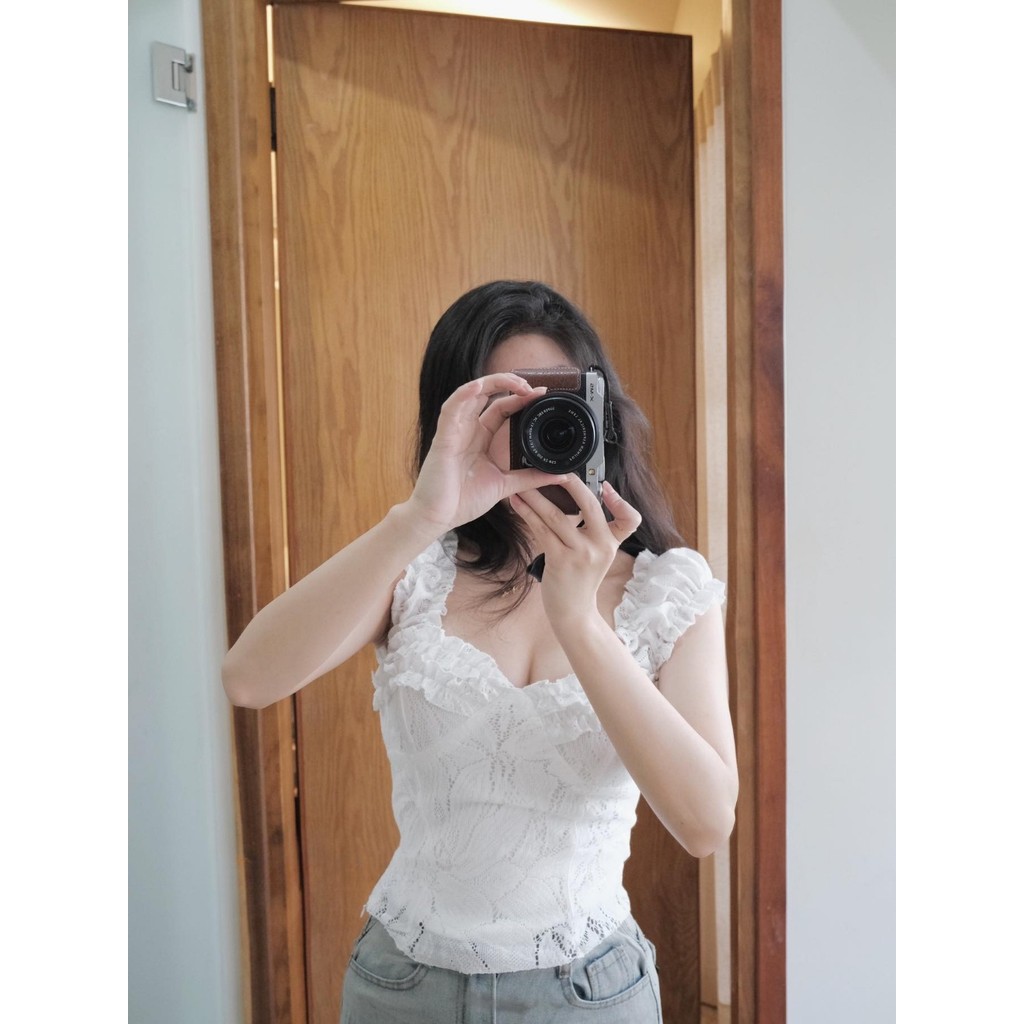 Áo Corset Ren Nữ Dáng Ôm Hai Lớp – Cổ Tim Bèo, Tùy Chọn Trễ Vai Phong Cách Tiểu Thư_A739