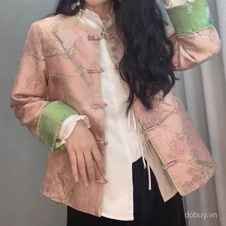 Áo khoác nữjacquard thanh lịch, style retro mùa xuân, phù hợp xu hướng phương tây