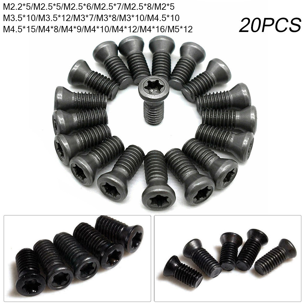 <WELV> 20X M2 M2.5 M3 M3.5 M4 M5 Torx Vít để thay thế Lưỡi cacbua Dụng cụ tiện CNC