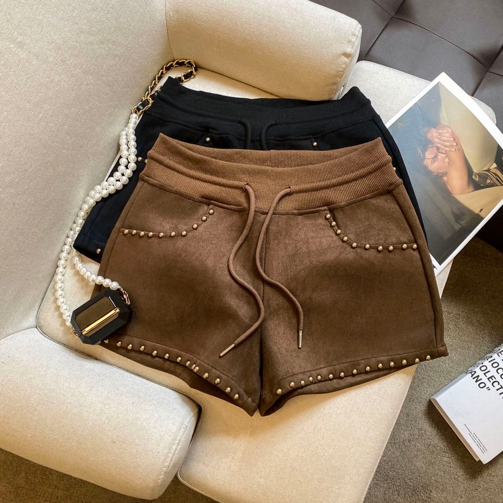 Milyfashion Quần Short Retro Ôm Chữ A, Phù Hợp Thu Đông 2025