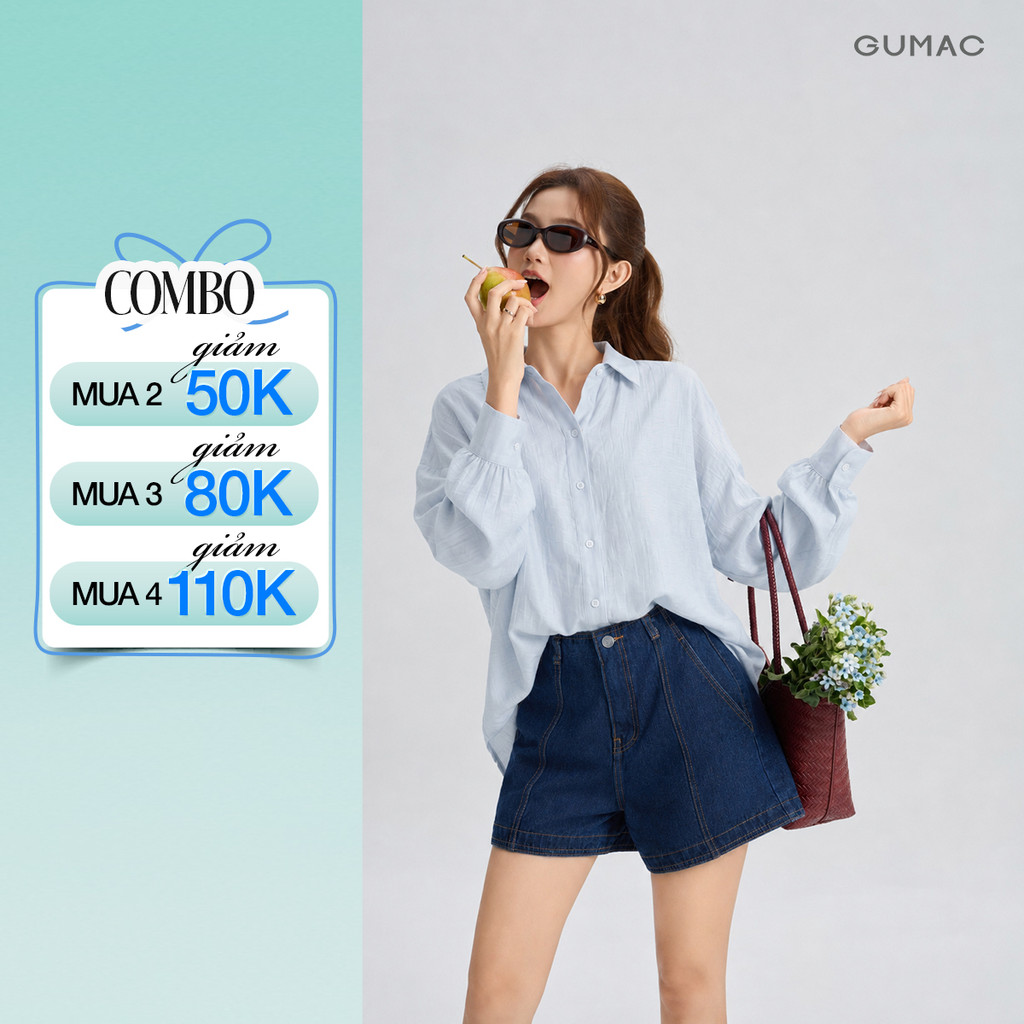 Áo Sơ Mi Nữ Gmorning - GUMAC Form Suông Tay Dài Mềm Mịn Thoáng Mát Mùa Hè YAG06012