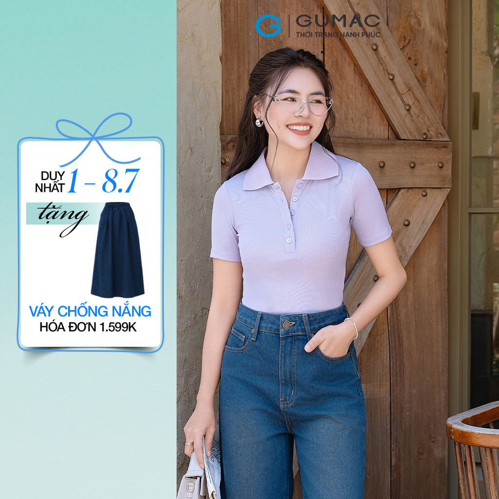 Áo Polo Nữ GUMAC Áo Thun Nữ Có Cổ Phom Slimfit Ôm Thun Mịn Co Giãn Nhiều Trẻ Trung PLF03002