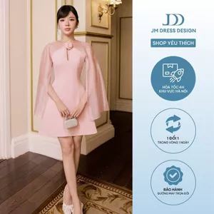 Đầm Party Cổ Yếm Chân Đổ 1P06.2605 Đầm Dự Tiệc Đính Hoa 3D, Đầm Tiểu Thư Sang Trọng Xòe Chữ A, Váy Tiệc Cưới, Sự Kiện JM