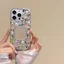 Thích hợp cho Apple 17promax Gương Kính Vuông Vỏ Điện Thoại Hoa Kim Cương Giả iPhone16 Vỏ Cứng Acrylic