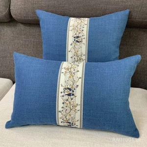 Mới Phong Cách Trung Quốc Vải Lanh Gối Nội Thất Đệm Lưng Gỗ Gụ Sofa Tựa Lưng Hình Chữ Nhật Thắt Lưng Gối Có Lõi DN80