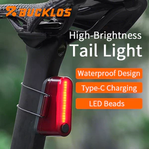 Đèn LED xe đạp BUCKLOS Đèn đuôi xe đạp USB siêu sáng có thể sạc lại để đi lại hàng ngày
