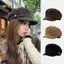 < Honeyba > Mũ nồi da lộn cổ điển dành cho nữ Mũ Newsboy phẳng mùa thu đông Briti Sle Mũ ấm áp có thể gập lại thông thường Mũ đẹp
