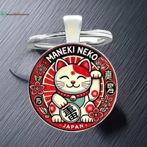 BeautifulHomeA 1 / 3 / 5 Chiếc Nhật Bản Tốt Lu Charm Hợp Kim Kẽm Móc Khóa Maneki Neko Luy Mèo Móc Khóa Cho Chìa Khóa Ô Tô Túi Mặt Dây Chuyền Quà Tặng VN