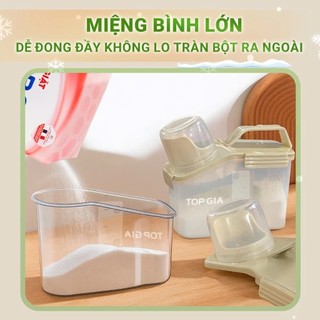 Hộp đựng bột giặt TopGia 1500ml có nắp kín chống ẩm, kèm cốc đong tiện lợi, nhựa cứng cáp, bền đẹp