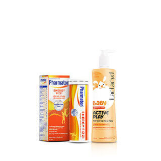 Bộ 1 Sữa Tắm Gội Hằng Ngày Cho Bé Lactacyd Baby Active Play 500ml + 1 Thực phẩm bảo vệ sức khỏe Pharmaton Energy Fizzi
