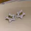 Bông tai Zircon Pentagram đơn giản và thời trang dành cho nữ, Bông tai không đều dễ thương, Bông tai đục lỗ, Quà tặng trang sức [Mina]