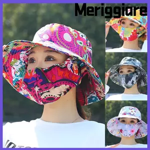 Mũ chống nắng MERIGGIARE, Khăn choàng bảo vệ mặt cổ chống nắng, Mũ hái trà vành rộng chống bụi chống tia cực tím Công việc nông nghiệp