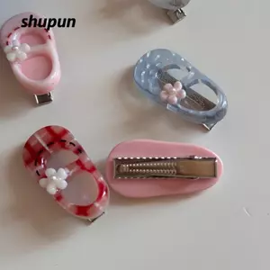 Kẹp Tóc SHUPUN Acetate, Kẹp Tóc Mỏ Vịt Bóng Màu Hoa, Nhẹ Trong Suốt Hình Bầu Dục Mùa Xuân Kẹp Bên Nổ Barrettes Cắt Tóc
