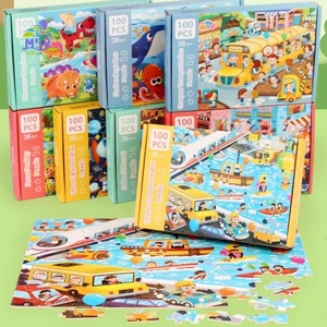 Câu đố ghép hình bằng gỗ 100 mảnh - Đồ chơi giáo dục 8 loại dành cho trẻ em