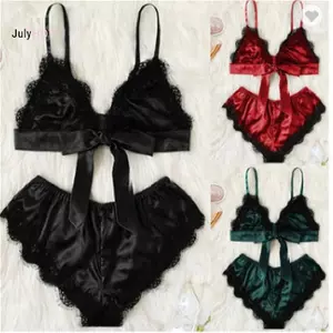 JULYHOT Quần Lót Đồ Ngủ Bộ Lenceria Sling Áo Ngực Bộ Gợi Cảm Satin Ren Đồ Lót Massivedeals