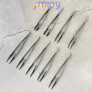 TMOY 1 Nhíp chống tĩnh điện ESD có tay cầm bằng thép không gỉ Đầu có thể thay thế để sửa chữa điện tử DIY Thủ công Trang sức Làm TMOY