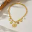 Mặt dây chuyền hình mặt trăng sao biển hợp thời trang Charm Nelace Tuyên bố bằng thép không gỉ Dây chuyền vàng Trang sức thời trang mạ PVD [Mina]