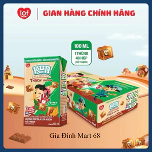 Sữa Kun thạch Thùng 48 hộp x 100ml vị Dâu/Cam/Sôcôla