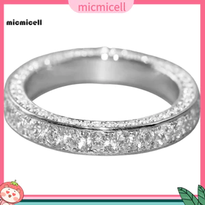 MIC _ Nhẫn Cưới Full Kim Cương Giả Thời Trang Ngón Tay Kẻ Sọc Tinh Tế Nữ Phụ Kiện Trang Sức Cho Bữa Tiệc