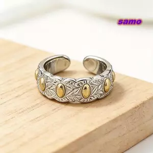 Nhẫn mở SAMO, Nhẫn bảy hạt cổ điển phong cách Trung Quốc, Nhẫn đeo tay không phai màu thanh lịch cá tính dành cho nữ