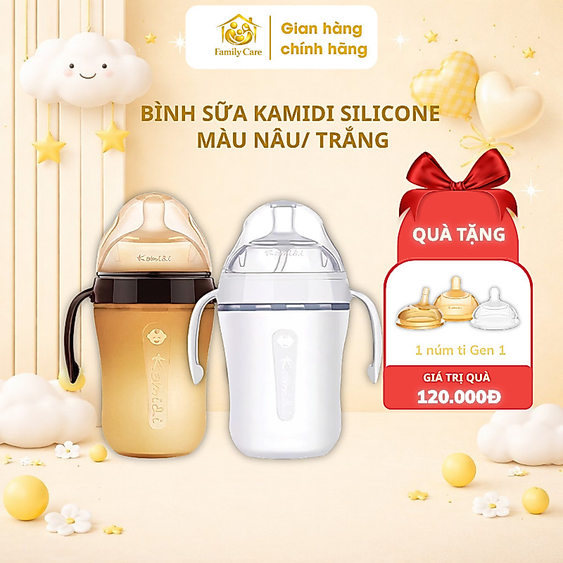 Bình sữa Kamidi Silicone mềm chống sặc cho bé 150ml & 250ml an toàn chống va đập– FamilyCare Store