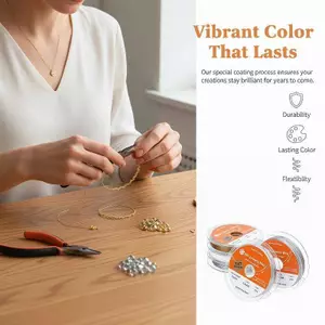 50 Mét / Cuộn 0,3 / 0,38 / 0,45 / 0,6mm Dây đính cườm bằng thép không gỉ màu vàng Rhodium để làm đồ trang sức Phát hiện vòng tay DIY [Mina]