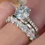 Bộ 3 Chiếc Nhẫn Zircon Pha Lê 5 Móng Vuốt Sang Trọng Cho Nữ Cưới Thời Trang Quyến Rũ Bộ Trang Sức Phụ Kiện Mới