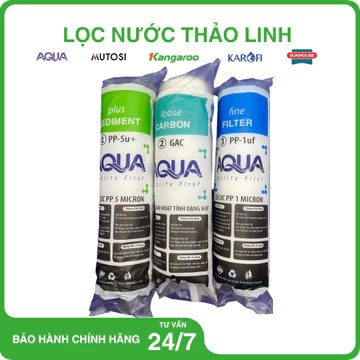 (MUA SỈ GIÁ RẺ) Bộ 3 lõi lọc nước AQUA chính hãng - Bộ lõi lọc thô 1 2 3 10inch - Nước giếng