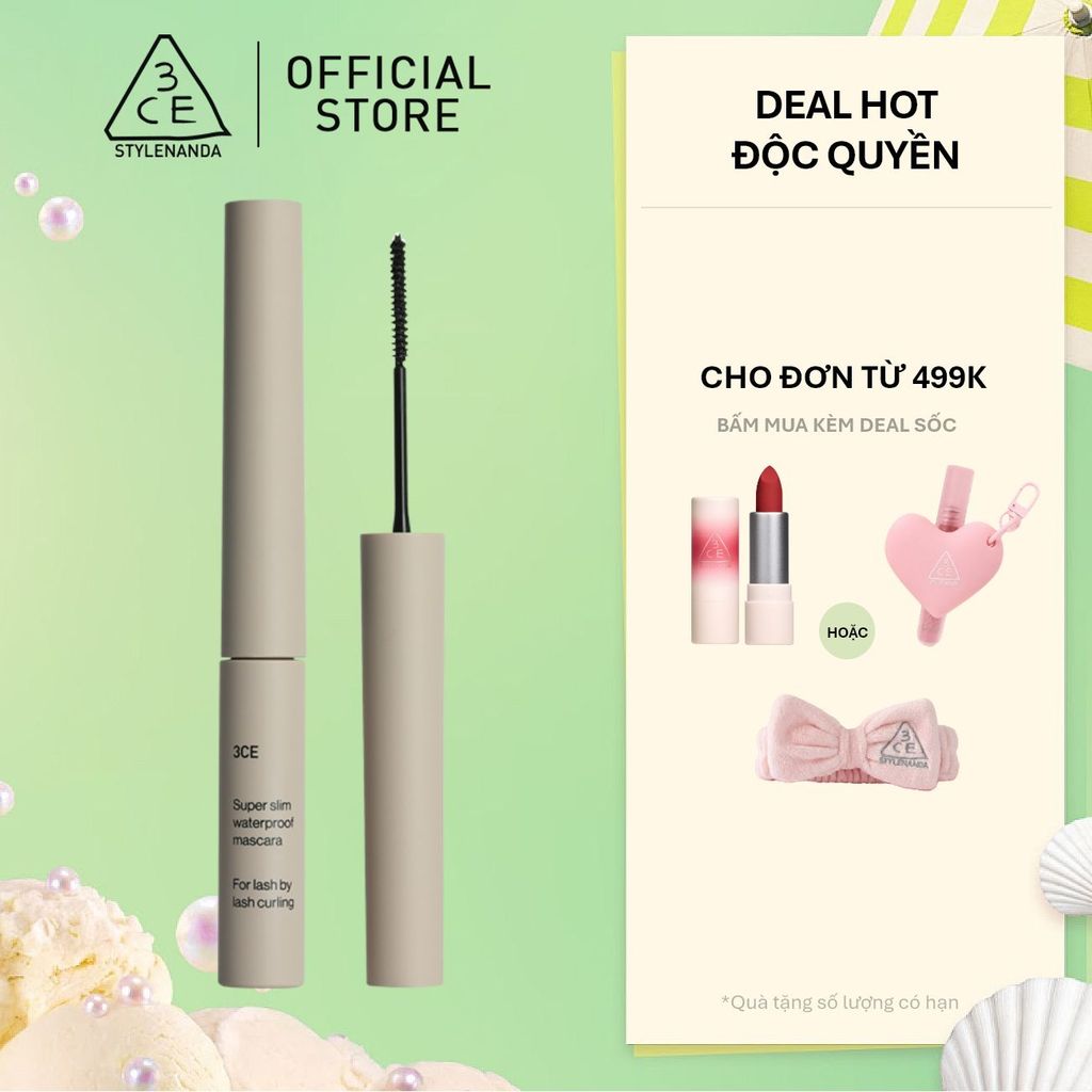 Chuốt Mi 3CE Super Slim Waterproof Mascara Siêu Mỏng Chống Nước, Lâu Trôi