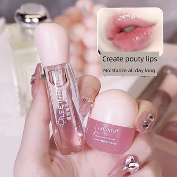 son dưỡng môi LEEINTO Plant Extract Lip Gloss Water Gloss Dudu Lip Dưỡng ẩm phai màu Lip Lines Bộ bảo vệ môi chống khô ban đêm