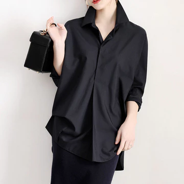 Áo Sơ Mi Nữ Đen Trắng Nút Lên Áo Dài Tay Thanh Lịch Công Sở Áo Sơ Mi Nữ Quần Áo Nữ Quần Áo Nữ Áo Thời Trang Hàn Quốc