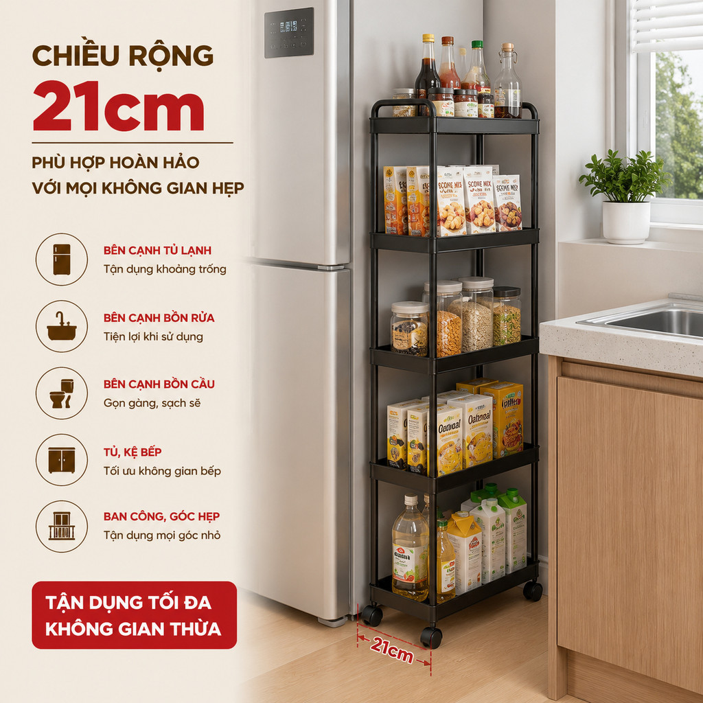 Kệ đựng đồ phòng tắm di động có bánh xe – phù hợp cho spa, phòng ngủ, phòng khách và nhà bếp | BigBuy360 - bigbuy360.vn