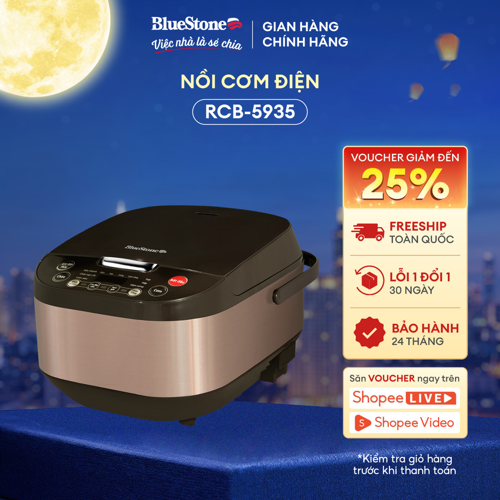 Nồi Cơm Điện Từ BlueStone RCB-5935 I 1,5 Lít I Cs 750W I 8 Chế độ nấu I Bh 2 năm