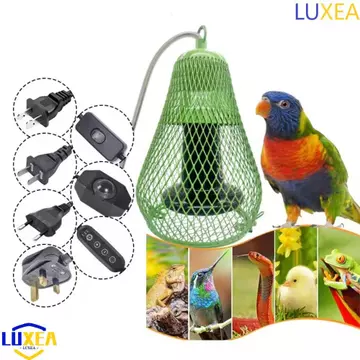 Tấm che đèn nhiệt bò sát LUXEA, Giá đỡ bóng đèn E27 lồng đôi Tấm che đèn sưởi ấm cho thú cưng, Bộ phát nhiệt bằng gốm có thể tái sử dụng Lưới sắt Mái vòm Tấm che đèn chống bỏng
