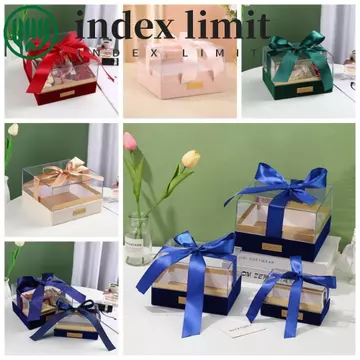 Hộp quà tay GIỚI HẠN INDEX, Hộp quà hình vuông có ruy băng Acrylic, Hộp quà phù dâu Hộp quà tặng trong suốt DIY Nơ Hộp quà cho bé tắm