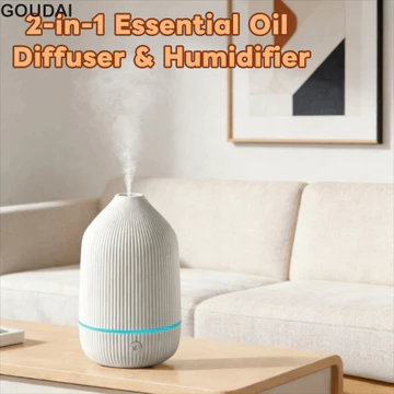 GOUDAI Máy khuếch tán công nghệ sóng âm GOUDAI, Máy khuếch tán tinh dầu có đèn LED hoạt động yên tĩnh, Máy khuếch tán tinh dầu phun sương mát USB di động hiện đại Quà tặng ngày lễ