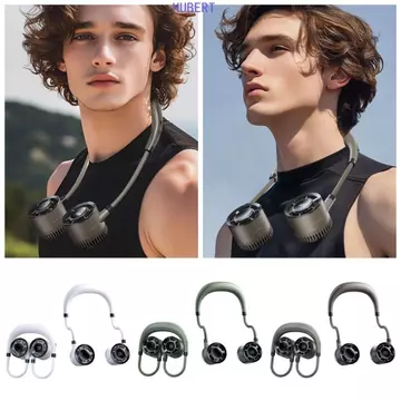 Quạt treo cổ HUBERT, 360° Có thể uốn cong 4 tốc độ Quạt di động có thể gập lại có thể điều chỉnh, Máy điều hòa cá nhân An toàn Siêu yên tĩnh Gió mạnh Có thể đeo được Quạt đeo cổ Phòng tập thể dục