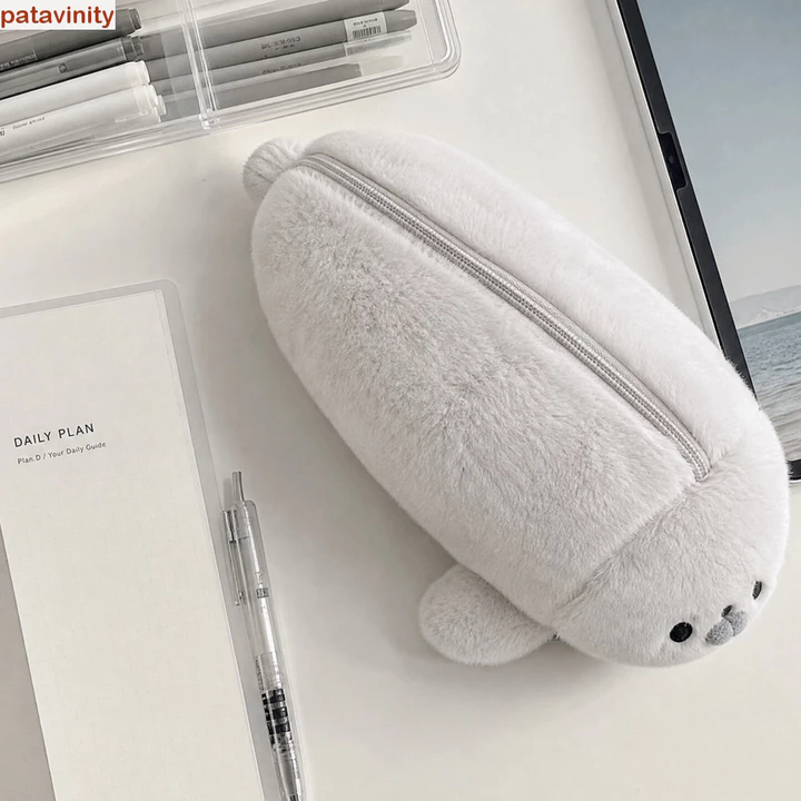 PATAVINITY Seal Doll Pen Pouch, Animal Sang Trọng Chất Liệu Little Seal Pencil Case, 3D Kết Cấu Mô Phỏng Tinh Tế Phong Cách Kawaii Túi Bảo Quản Văn Phòng Phẩm Văn Phòng Phẩm Văn Phòng Phẩm Văn Phòng P
