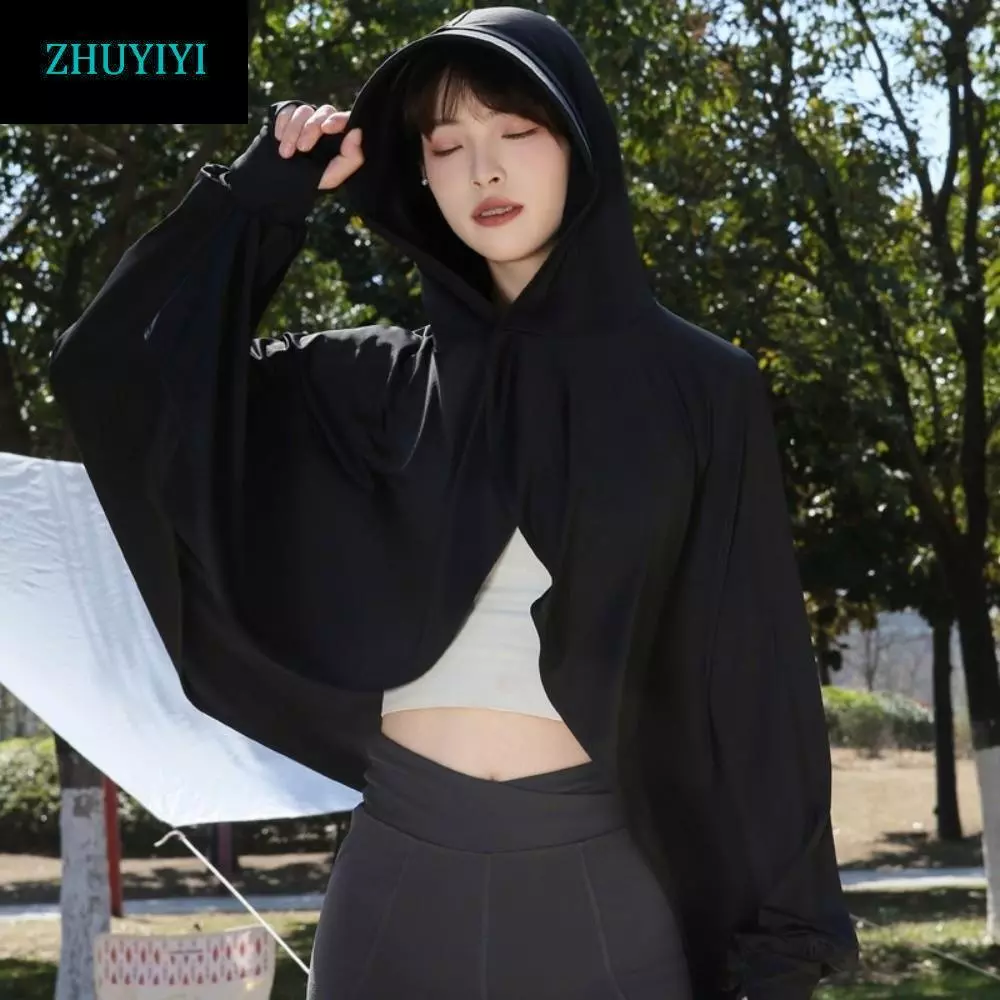 Áo Hoodie chống nắng 3 trong 1 ZHUYIYI, Khăn choàng mặt dài tay màu trơn, Khăn choàng chống nắng thời trang, Quần áo chống nắng chống nắng chống nước khô nhanh Quần áo chạy bộ
