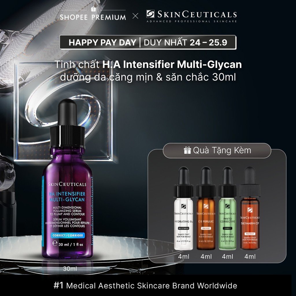 Tinh chất chuyên biệt Skinceuticals H.A. Intensifier Multi-Glycan hỗ trợ tăng cường hàm lượng Hyaluronic Acid trong da, 