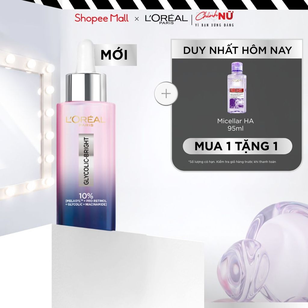 Serum đêm Glycolic-Bright Moon Serum 10% [Melasyl+Pro Retinol + Glycolic +Niacinamide] da sáng mịn và giảm thâm nám 30ML