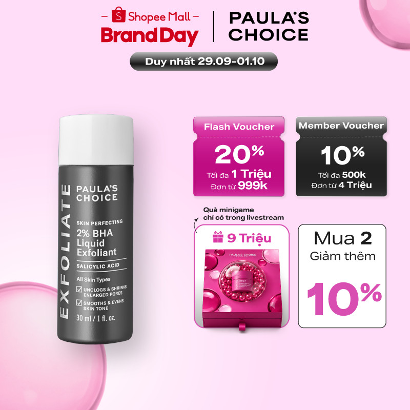 Dung dịch loại bỏ tế bào chết giảm mụn Paula's Choice Skin Perfecting 2% BHA Liquid Exfoliant 30ml 2016