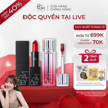[LIVE] Combo 2 Son Bán Chạy B.O.M: Son Thỏi Lì Lâu Trôi #808-My Warm Red + Son Tint Căng Bóng #05 Plum Haze