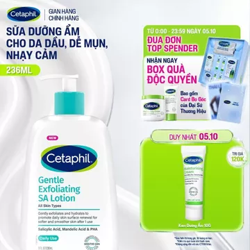 [MỚI] Sữa dưỡng ẩm tẩy tế bào chết cho da mặt và da body CETAPHIL GENTLE EXFOLIATING SA LOTION 236ml
