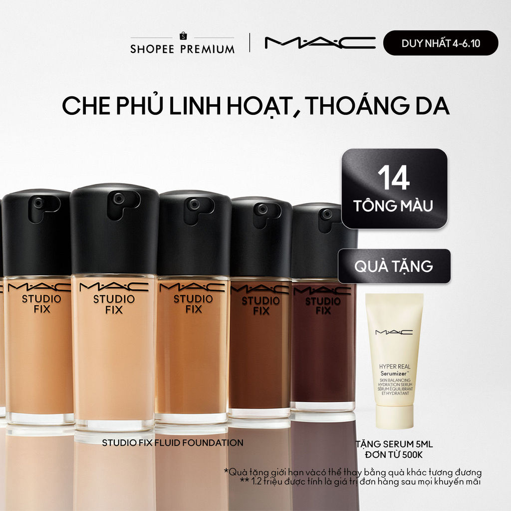 Kem nền mịn lì MAC Studio Fix Fluid SPF 15 30ML | Kết cấu dạng lỏng, kiềm dầu và bền màu suốt 24H