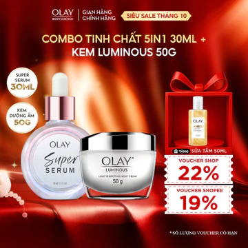[OLAY] Combo Super Serum OLAY Chai 30ML + Kem Dưỡng Da Ban Ngày OLAY Luminous SPF15 PA ++ 50G